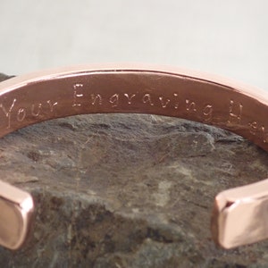 Solid Copper Hammered Cuff Bracelet, Men's or Women's Copper Bracelet, Gift for him, Gift for her, Free Engraving, Stamping, Custom Sizing image 9