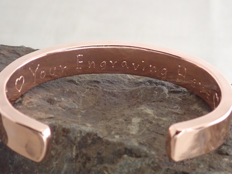 Solid Copper Hammered Cuff Bracelet, Men's or Women's Copper Bracelet, Gift for him, Gift for her, Free Engraving, Stamping, Custom Sizing image 9