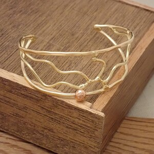 Sunray Cuff Bracelet for Women in Solid Bronze with a Copper Accent Dot image 5