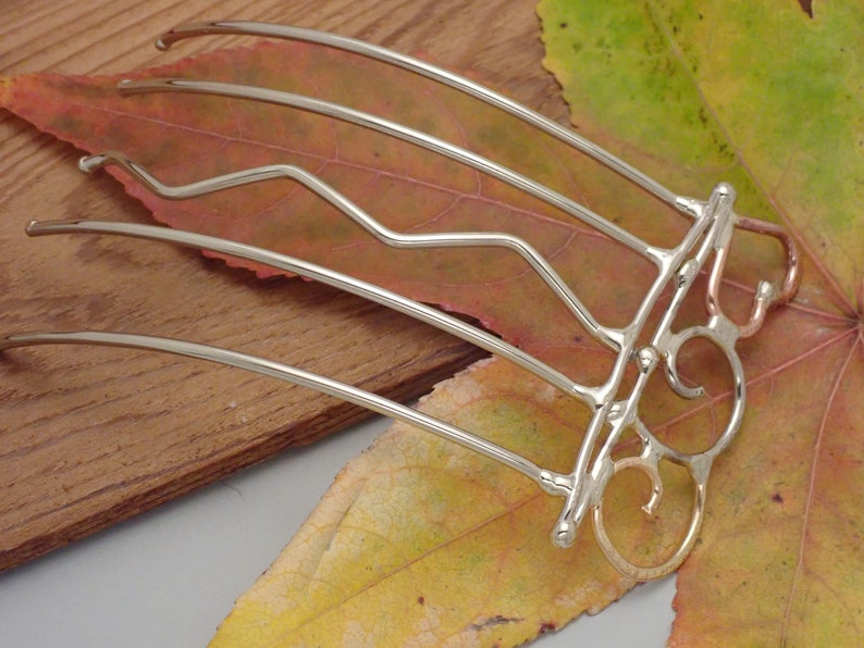 Bronze Copper /& Silver Heart Hair Comb Hair Pin Hair Fork Hair Stick