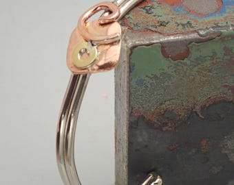 Handmade Cuff Bracelet in Brass, Copper, & Silver