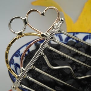Handmade Brass, Copper, & Silver Heart in the Clouds Hair comb