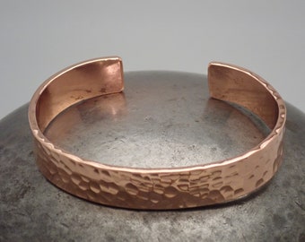 Handmade Solid Copper Cuff Bracelet - Fine Hammered Finish