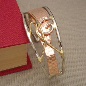 Scenic Statement Cuff Bracelet in Bronze, Copper, & Silver