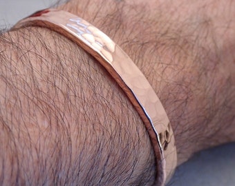 Solid Copper Cuff Bracelet with fine hammer texture, Men's or Women's Bracelet, Gift for him or her, Free Engraving, Stamping, Custom Sizing