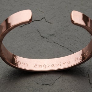 Thick Solid Copper Hammered Cuff Bracelet, Heavy Duty Cuff Bracelet, Gift for him or her, Free Engraving, Stamping, Custom Sizing image 5