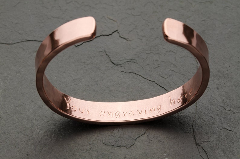 Thick Solid Copper Hammered Cuff Bracelet, Heavy Duty Cuff Bracelet, Gift for him or her, Free Engraving, Stamping, Custom Sizing image 5