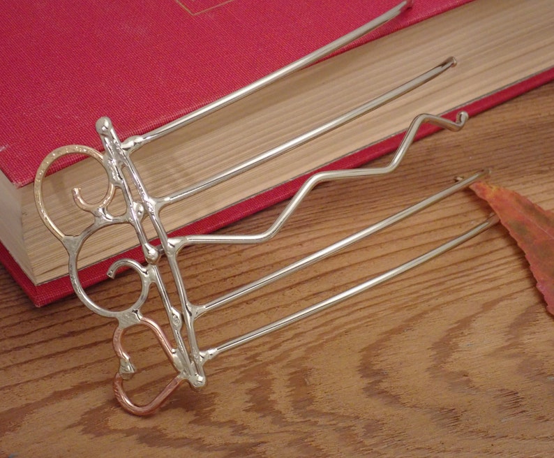 Bronze Copper /& Silver Heart Hair Comb Hair Pin Hair Fork Hair Stick