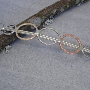 Handmade Copper, Bronze, & Silver Circles Hair Barrette, Hair Slide, Hair Clip, Hair Clasp, Hair Pin, Hair Accessory
