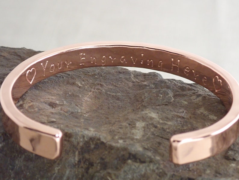 Solid Copper Hammered Cuff Bracelet, Men's and Women's copper bracelet, Gift for him or her, Free Engraving, Stamping, Custom Sizing image 2