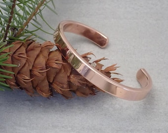 Handmade Solid Copper Cuff Bracelet - Smooth Finish