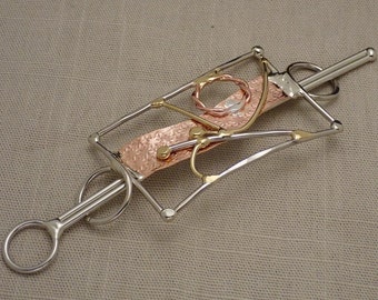 Handgemaakte bronzen, koperen en zilveren haarspeld