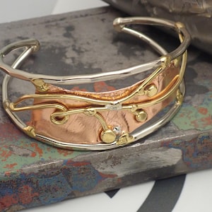 Bronze, Copper, & Silver Statement Cuff Bracelet