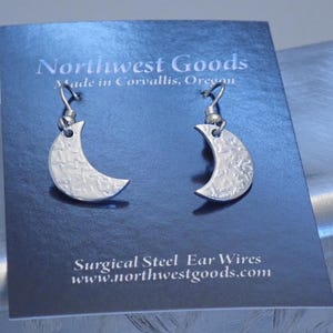 Handmade Silver Crescent Moon Earrings