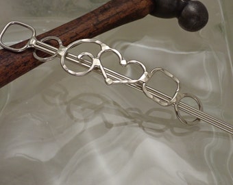 Silver Circles & Heart Hair Barrette, Hair Slide, Hair Clip, Hair Clasp, Hair Pin, Hair Accessory