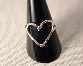 Larger Heart Sterling Silver Ring (custom made to your ring size)