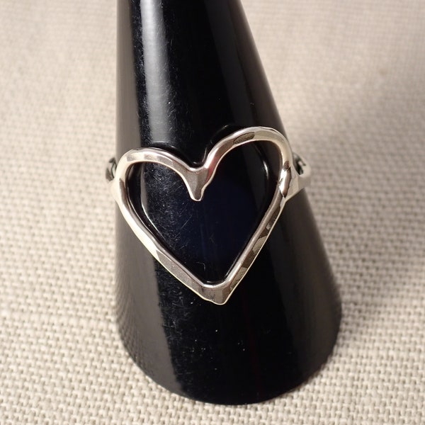 Larger Heart Sterling Silver Ring (custom made to your ring size)