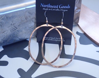 Large Copper Oval Hoop Earrings