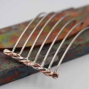 Mixed Metal Low Profile Simple Hair Comb in Bronze, Copper, & Nickel Silver