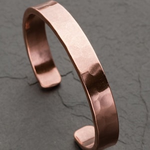 Thick Solid Copper Hammered Cuff Bracelet, Heavy Duty Cuff Bracelet, Gift for him or her, Free Engraving, Stamping, Custom Sizing image 7