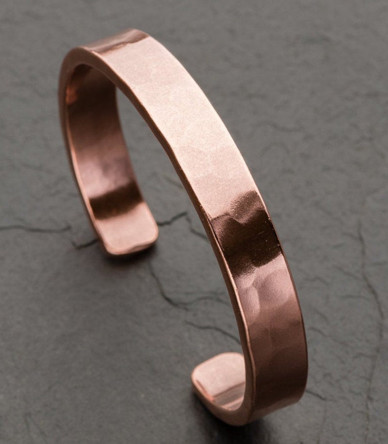 Thick Solid Copper Hammered Cuff Bracelet Men's or Etsy