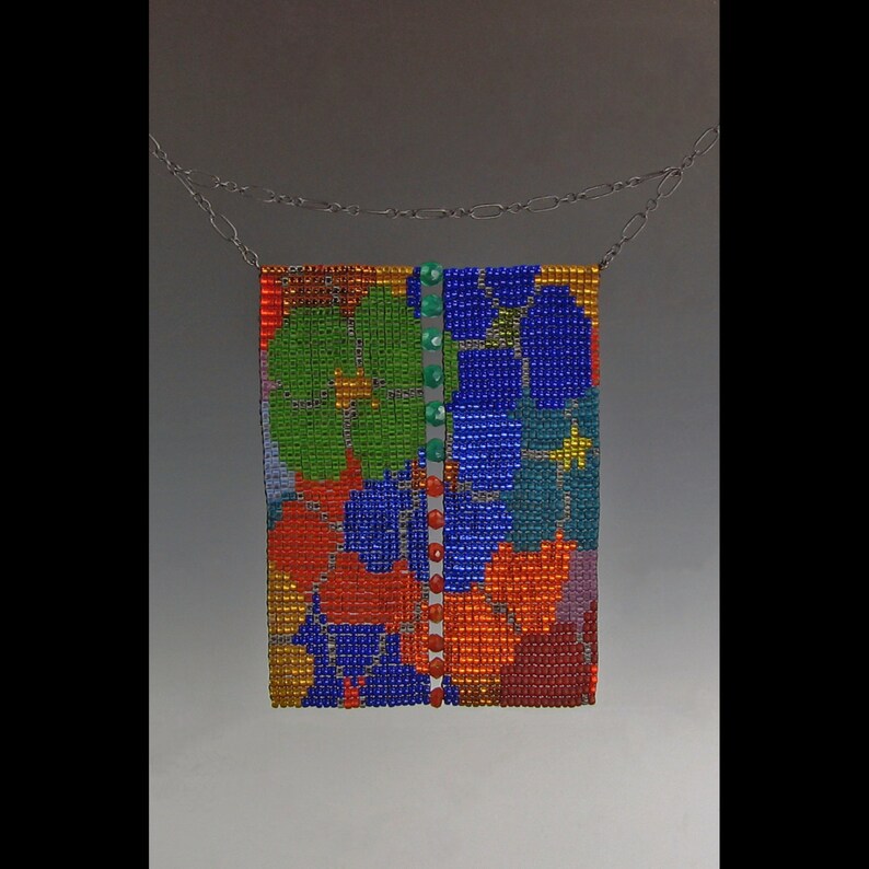 Beaded Necklace California Poppies loom work necklace loom Etsy