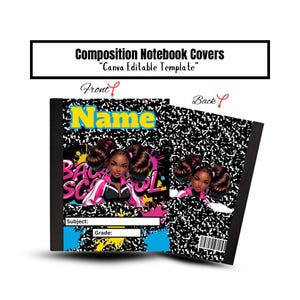 Custom Composition Notebook Composition Book Cover, Canva Template ,Canva Editable  Design,Back To School
