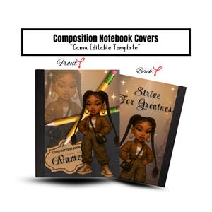 Custom Composition Notebook Composition Book Cover, Canva Template ,Canva Editable  Design,Back To School