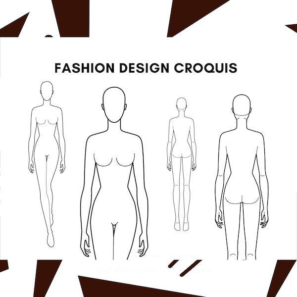 Women Fashion Design Sketch Sketches Template Details Planner PDF for Designers Womenswear Design Illustration fashion figure poses