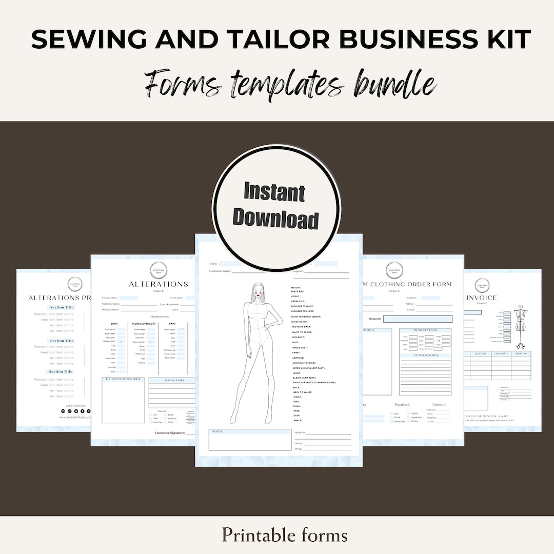 Digital and Printable Form Management Bundle Package for Sewing and ...