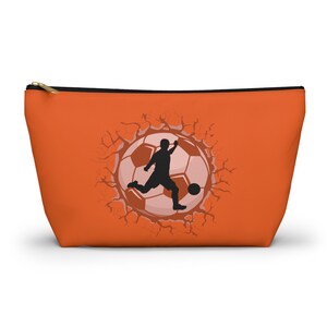 Soccer Boy silhouette - Accessory Pouch w T-bottom - orange