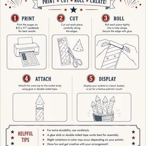 DIY printable Americana party decor with vintage fireworks posters patriotic newspapers and rocket crafts