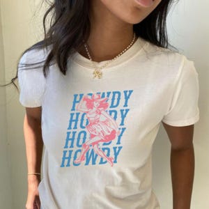 4th of July Shirt Cowgirl Baby Tee For Women Trendy Western Fashion Y2K 90s Country Coquette Coastal Lucky Cowboy Independence Day Fourth