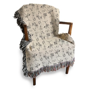 Western Vintage Woven Blanket fringe retro western art cowboy christmas custom throw blanket tapestry cotton knitt wall art country cowgirl