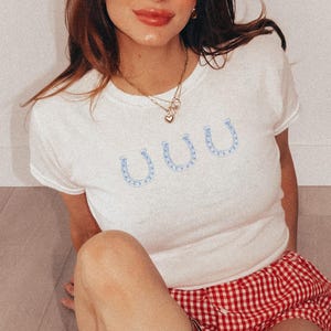 4th of July Shirt Cowgirl Baby Tee For Women Trendy Western Fashion Y2K 90s Country Coquette Coastal Lucky Cowboy Independence Day Fourth