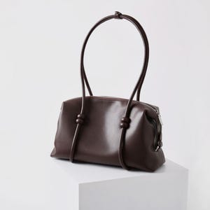 Glattleder Umhängetasche, Leder Damen Unterarmtasche, Minimalistische Pendlertasche