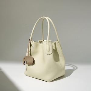 Elegant Leather Bucket Bag, Small Tote Bag For Women, Minimal Top Handle Bag