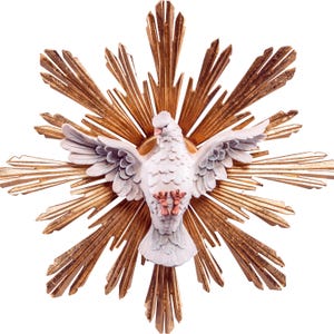Holy Spirit in wood, wooden sculpture from Val Gardena. The statue is carved in maple wood and hand painted