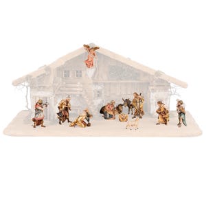 13-piece wooden nativity scene figurine set without hut, Ulrich nativity scene series
