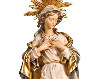 OVUNQUE PROTEGGIMI Standbeeld Madonna Onbevlekte ontvangst of Madonna Prachtige Decoratie, 35 cm van massief hars geschikt voor binnen en buiten, Made in Italy