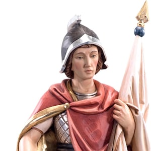 san floriano, wooden sculpture from Val Gardena. The statue is carved in maple wood and hand painted