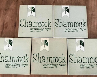Lote de 5 cintas de grabación de carrete a carrete vintage Shamrock / carretes de 7" / 1800 pies de cinta magnética / Artículos de colección de audio retro
