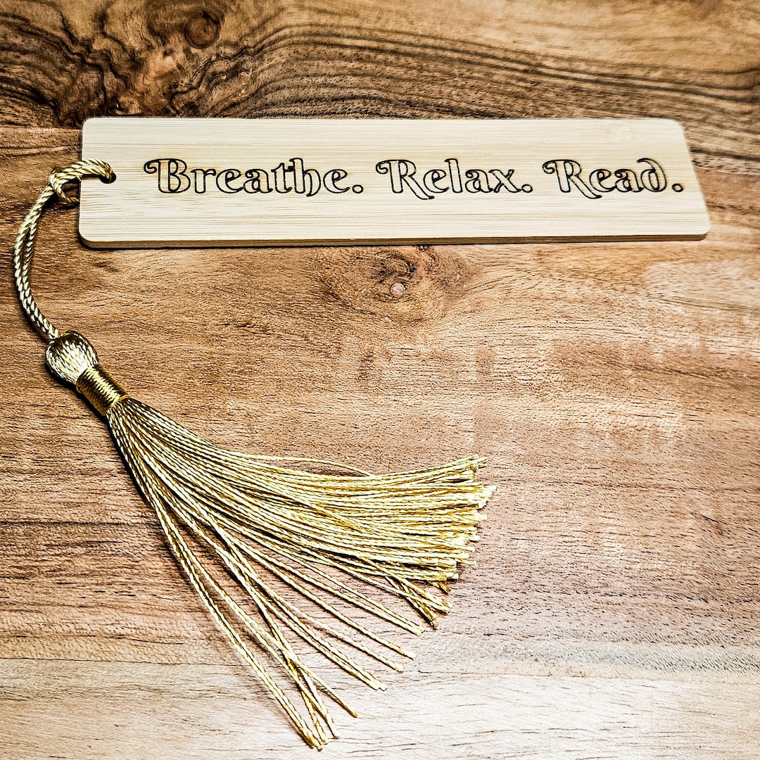 Bamboo Bookmark Breathe Relax Read Laser Engraved Wooden Bookmark Eco ...