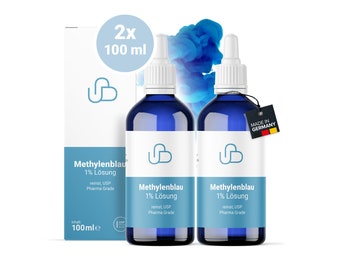 Methyleenblauw oplossing 1%, USP-kwaliteit 2x 100 ml, gemaakt in Duitsland
