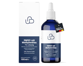 DMSO with methylene blue solution 1% pure USP Grade, 100 ml, made in Germany, methylene blue with dmso