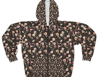 Unisex Zip Hoodie (AOP), Multi-Colored & Multi-Sized Daisies