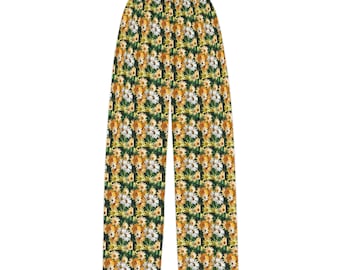 Pantalon de pyjama pour enfants (AOP), Marguerites blanches et jaunes