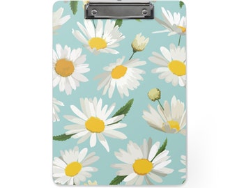 White Daisies on Light Blue * Clipboard