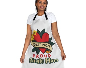 Best Mom Proud Single Mom Mother's Day Apron, 5-Color Straps (AOP)