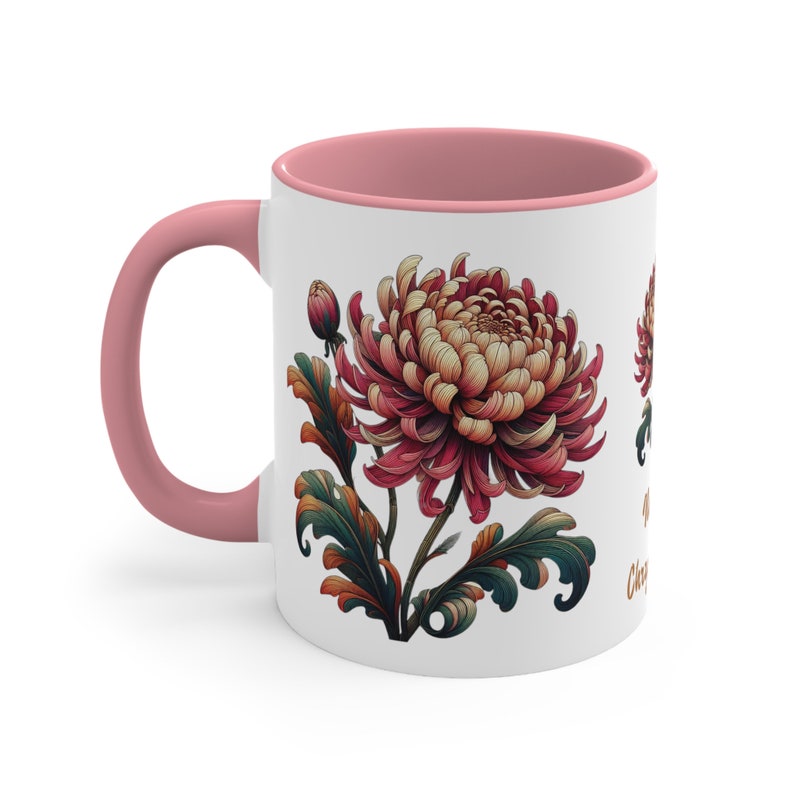 Flower of Month November Chrysanthemum Accent Mug, Birthday Gifts